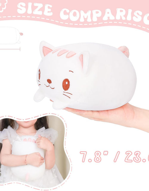 Load image into Gallery viewer, 23.6 Inch Cute White Cat Plush Stuffed Animal Cylindrical Body Pillow,Super Soft Cartoon Hugging Toy Gifts for Bedding, Kids Sleeping Kawaii Pillow
