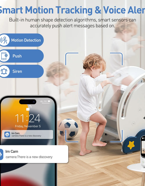Load image into Gallery viewer, Baby Monitor with Two Way Video Call, 1080P HD Wifi Cameras W/ 2.8” Screen for Home Security/Baby Monitor/Pet Camera, AI Motion Detection&amp;One-Click Call, Full-Color Night Vision for Baby Pet Elderly
