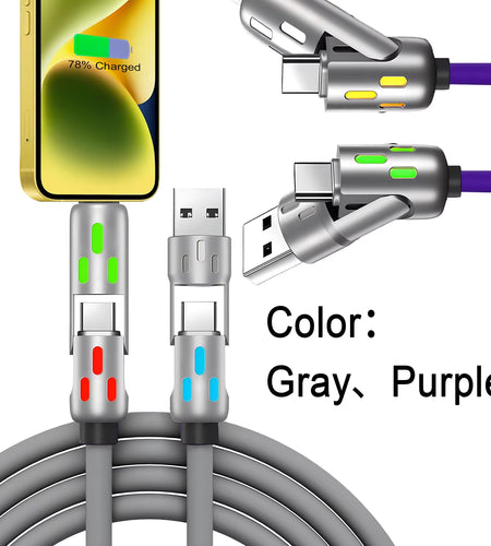 PD 240W 4-In-1 Multi Port Fast Charging Cable 3A USB/C to Type C/Phone Fast Sync Charger Adapter Compatible with Laptop/Tablet