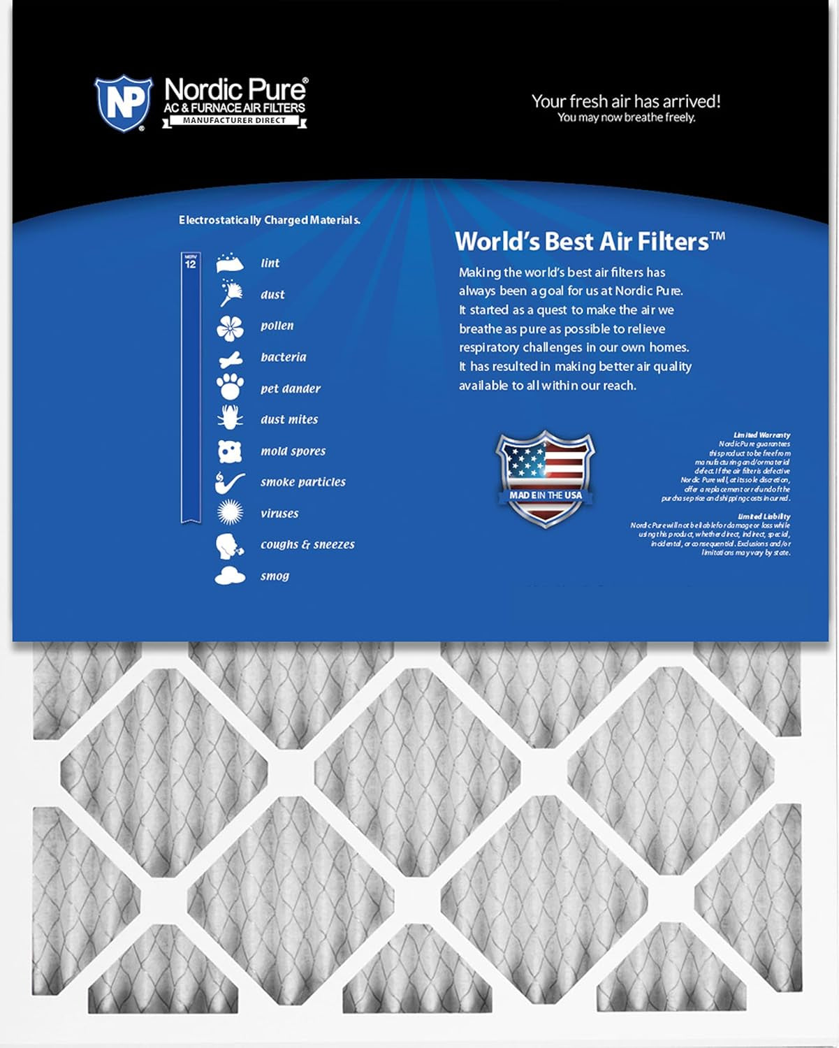 20X20X1 MERV 12 Pleated AC Furnace Air Filters 6 Pack