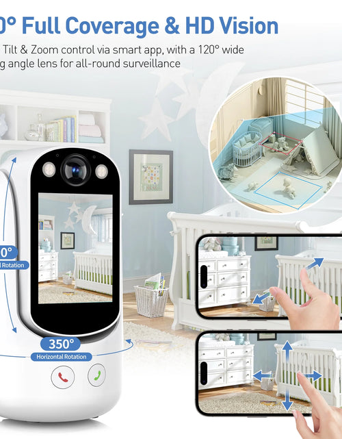 Load image into Gallery viewer, Baby Monitor with Two Way Video Call, 1080P HD Wifi Cameras W/ 2.8” Screen for Home Security/Baby Monitor/Pet Camera, AI Motion Detection&amp;One-Click Call, Full-Color Night Vision for Baby Pet Elderly
