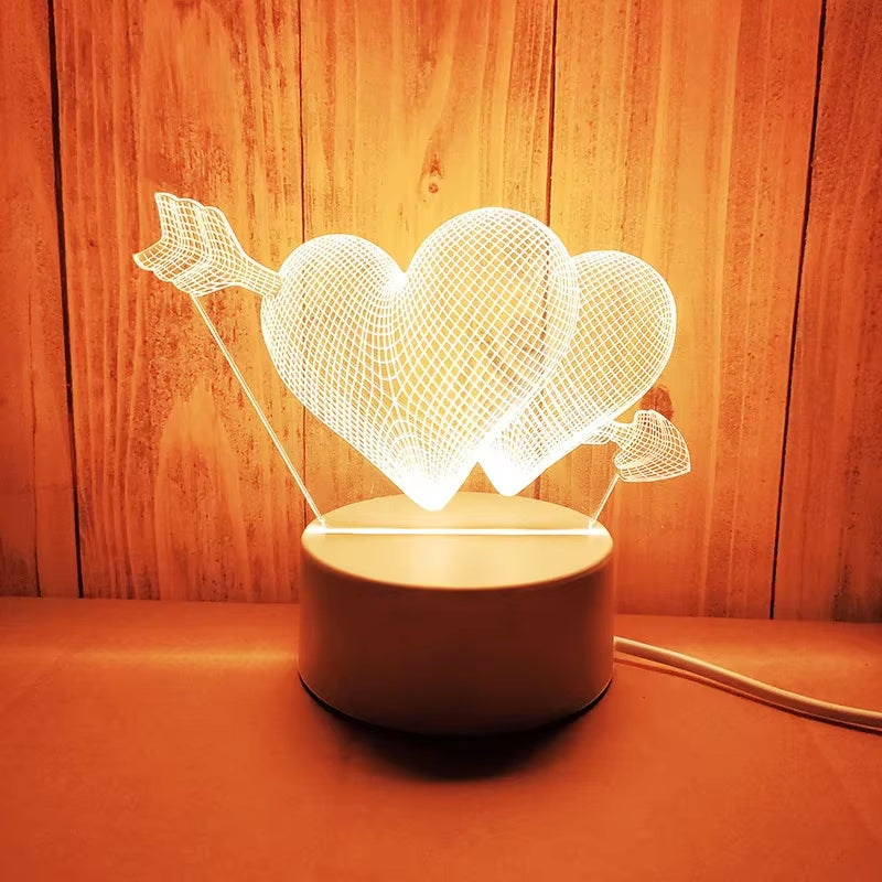 Romantic Love 3D Acrylic Led Lamp for Home Children'S Night Light Table Lamp Birthday Party Decor Valentine'S Day Bedsid