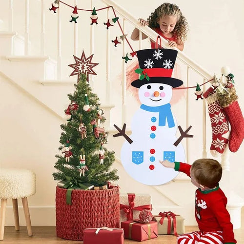 Load image into Gallery viewer, Felt Christmas Snowman Set DIY Felt Christmas Hanging Decorations
