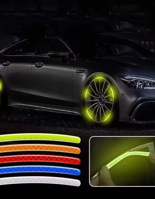 Load image into Gallery viewer, 20Pcs Car Wheel Hub Reflective Sticker Tire Rim Reflective Strips Luminous for Night Driving Car Bike Motorcycle Wheel Sticker
