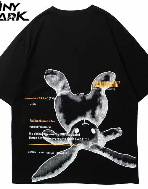 Load image into Gallery viewer, Hip Hop Streetwear Tshirt 2023 Men Cute Rabbit Letter Printed T-Shirt Harajuku Cotton Spring Summer Short Sleeve Tops Tees Black
