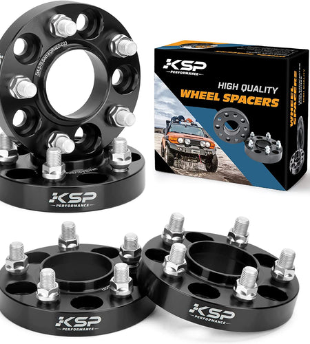 KSP 5X4.5 Mustang Wheel Spacers,25Mm Thick M14X1.5 Thread Pitch 70.5Mm Hub Bore Tire Spacers Adpters Fit for 2015-2022 Ford Mustang GT500 GT350 Mach 1,Package of 4(Black)