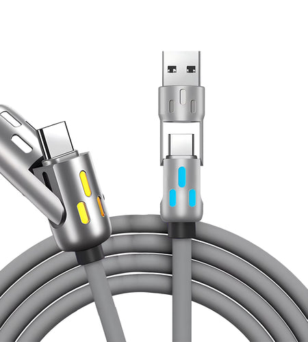 PD 240W 4-In-1 Multi Port Fast Charging Cable 3A USB/C to Type C/Phone Fast Sync Charger Adapter Compatible with Laptop/Tablet