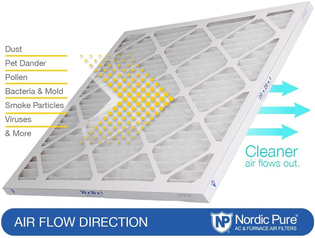 20X20X1 MERV 12 Pleated AC Furnace Air Filters 6 Pack