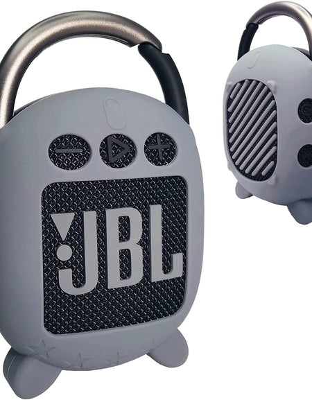 Silicone Cover Case for JBL Clip 4 Portable Bluetooth Speaker, Protective Carrying Case for JBL Clip 4 Portable Bluetooth Speaker Stand up Holder(Case Only) (Grey)