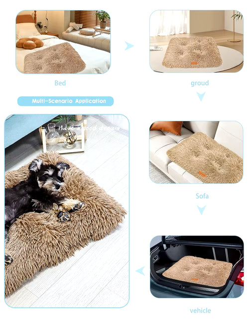 Load image into Gallery viewer, Dog Bed Pet Mat Pet Bed Washable Plush Pet Crate Bed for Dog Anti-Slip Pet Mat Bed for Cat Fluffy Comfy Pet Sleeping Mat
