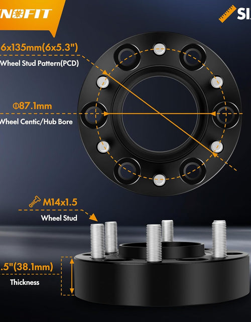 Load image into Gallery viewer, 6X135 Wheel Spacers for F-150/Expedition/Lobo 2015-2022 4WD, 4Pcs Solid Hubcentric 1.5 Inch Thick 14X1.5 87.1 Center Bore for 2015/16/17/18/19/20 Lincoln Navigator 4X4 RWD 6Lug Wheels/Rim
