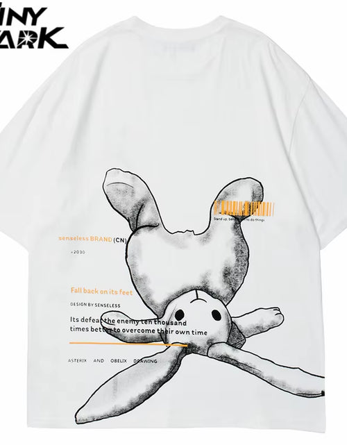 Load image into Gallery viewer, Hip Hop Streetwear Tshirt 2023 Men Cute Rabbit Letter Printed T-Shirt Harajuku Cotton Spring Summer Short Sleeve Tops Tees Black
