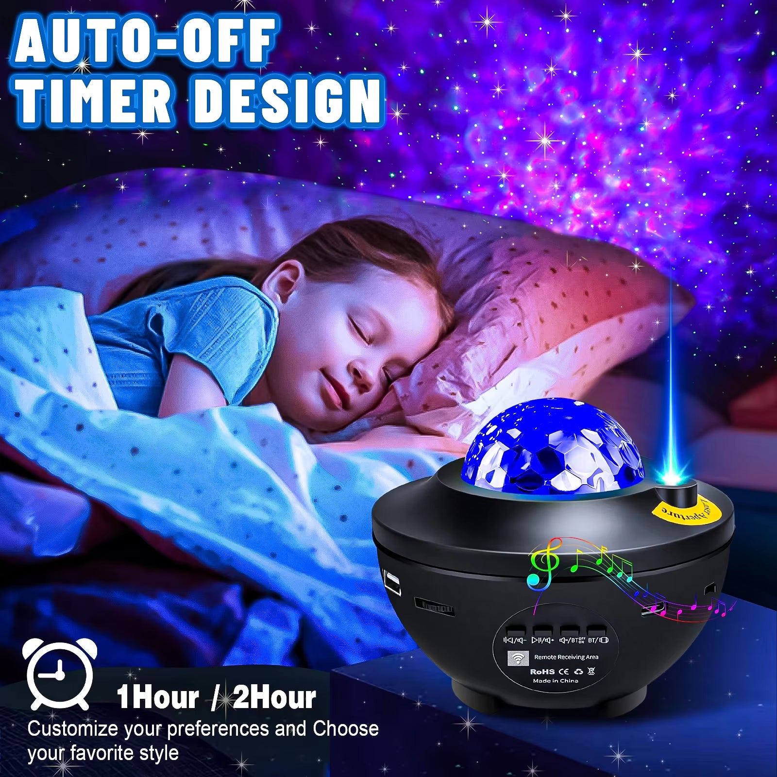 Starry Projector Galaxy Night Light Child Bluetooth USB Music Player Star Nightlight Romantic Ocean Projector Night Lamp Gifts