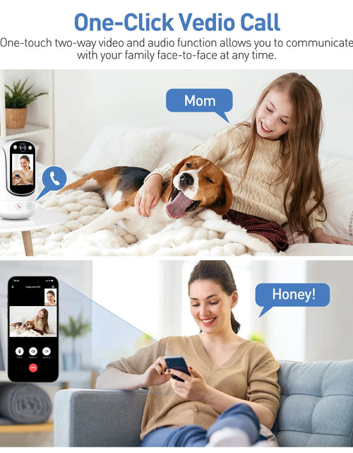 Load image into Gallery viewer, Baby Monitor with Two Way Video Call, 1080P HD Wifi Cameras W/ 2.8” Screen for Home Security/Baby Monitor/Pet Camera, AI Motion Detection&amp;One-Click Call, Full-Color Night Vision for Baby Pet Elderly
