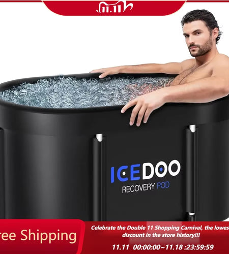 Upgrade XL 129 Gal Large Oval Ice Bath Tub for Athletes,Multiple Layered Portable Outdoor Cold Plunge Tub for Recovery