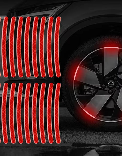 Load image into Gallery viewer, 20Pcs Car Wheel Hub Reflective Sticker Tire Rim Reflective Strips Luminous for Night Driving Car Bike Motorcycle Wheel Sticker
