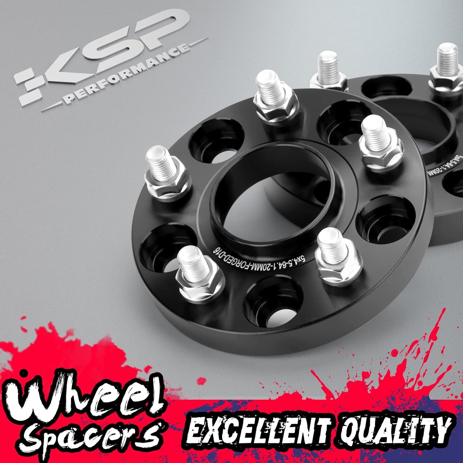 KSP 5X4.5 Mustang Wheel Spacers,25Mm Thick M14X1.5 Thread Pitch 70.5Mm Hub Bore Tire Spacers Adpters Fit for 2015-2022 Ford Mustang GT500 GT350 Mach 1,Package of 4(Black)