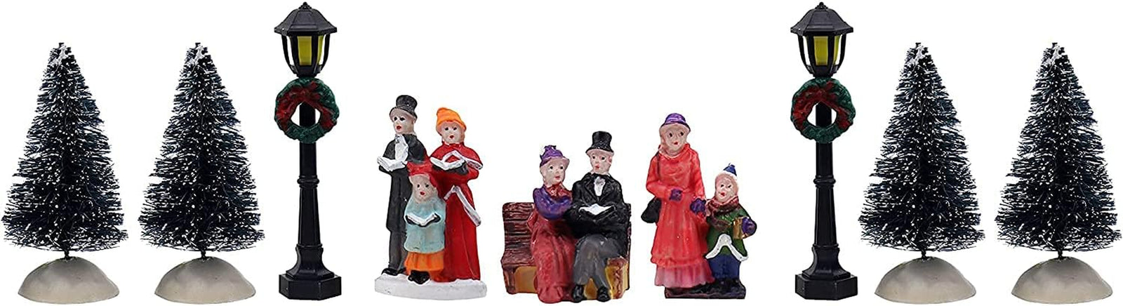 Christmas Village Set - Complete Decoration Includes Figurines and Houses - Perfect Addition to Your Christmas Indoor Decorations & Snow Village Displays - Made of Resin (12 Piece Snow Village Set)