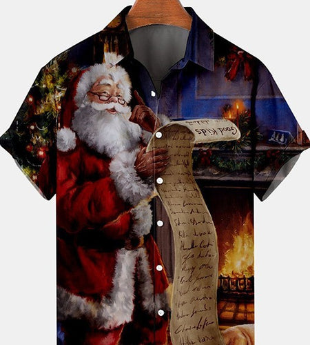 European Size 3D Christmas Printed Shirt Men