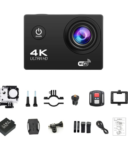 4K Action Camera Wifi 2.0" Screen 1080P/30FPS Waterproof Camera Helmet Video Recording Camera Sports Cameras Outdoor Mini Cam