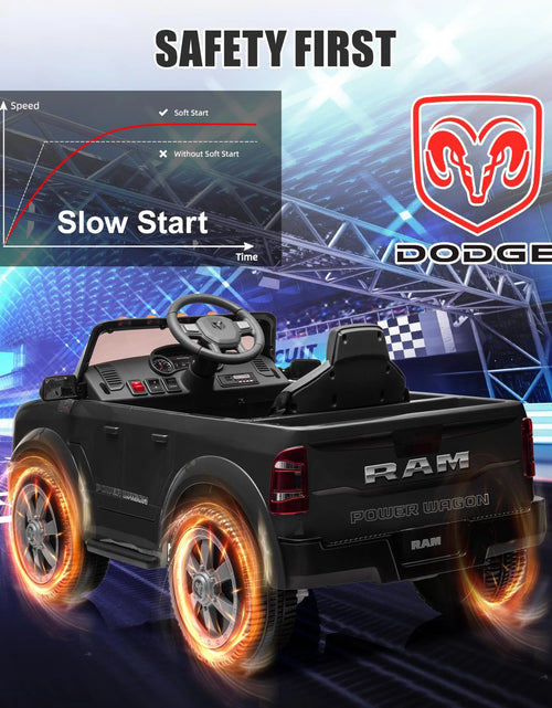 Load image into Gallery viewer, Dodge RAM Ride on Car, 12V Powered Ride on Toy with Remote Control, Rear Wheel Suspension, 5 Point Safety Belt, MP3 Player, Bluetooth, LED Lights, Electric Vehicles for 3-8 Years Boys Girls, Red
