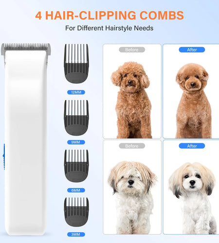 Dog Grooming Vacuum Kit: 5-In-1 Pet Hair Clippers with Vacuum Suction 99.9%, Dog Hair Brush Comb Tools for Shedding W/ 1.4L Extra Large Dust Cup, Ultra Quiet for Cats & Dogs and Home Cleaning