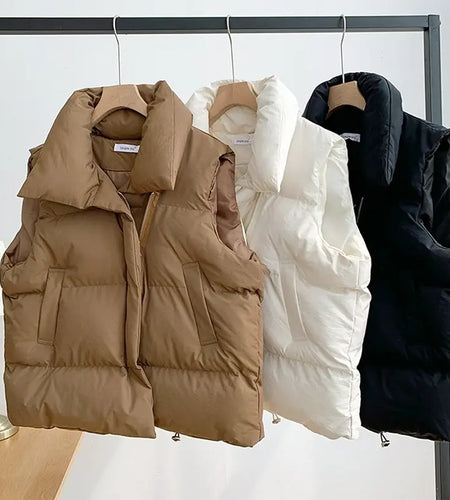 Autumn Winter Y2K Vest Women Thick Warm down Vest Harajuku Loose Jacket Casual Outerwear Short Waistcoat Windproof Vest Coats