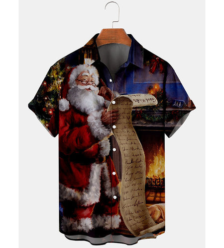 European Size 3D Christmas Printed Shirt Men