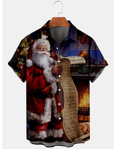 European Size 3D Christmas Printed Shirt Men