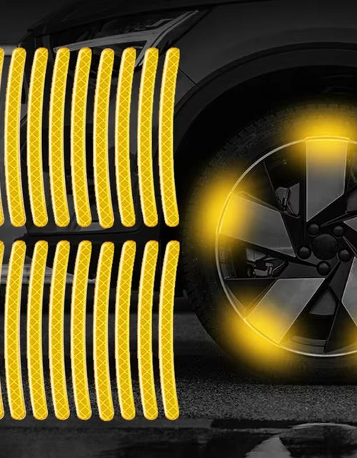 Load image into Gallery viewer, 20Pcs Car Wheel Hub Reflective Sticker Tire Rim Reflective Strips Luminous for Night Driving Car Bike Motorcycle Wheel Sticker
