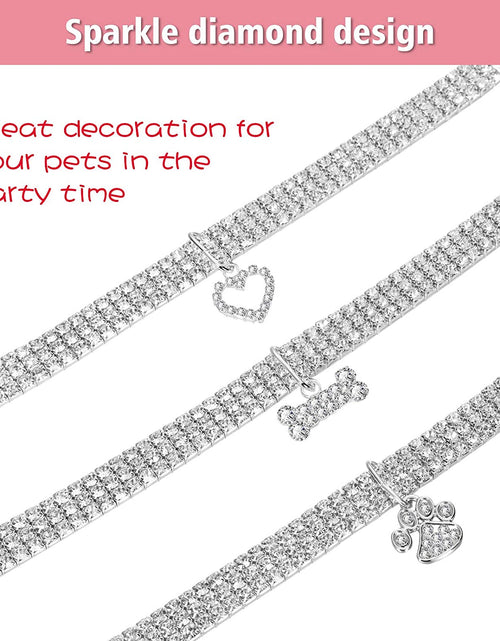 Load image into Gallery viewer, 3 Pieces Bling Rhinestones Pet Collars Glitter Pendant Dog Collars Adjustable Crystal Cat Collar Elastic Pet Necklace for Small Pet Cat Dogs Puppy (White)
