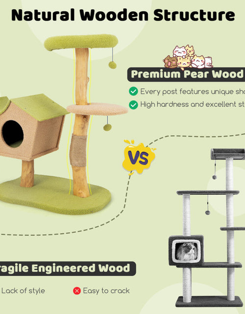 Load image into Gallery viewer, 43 Inch Wooden Cat Tree with Padded Top Perch
