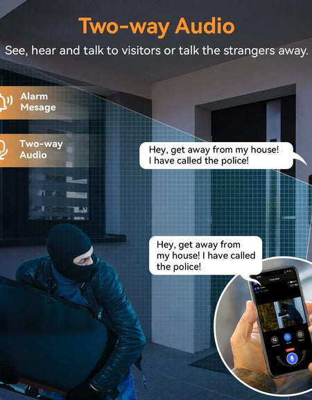 Wireless Doorbell Camera with Chime, Smart Video Doorbell Security Camera with ，Black