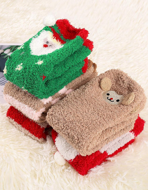 Load image into Gallery viewer, Womens Fuzzy Socks Warm Slipper Socks Winter Fluffy Socks Cozy Fuzzy Socks Athletic Fleece Socks Cute Crew Socks
