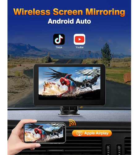 Toguard 6.86" Portable Wireless Car Stereo Receiver Carplay & Android Auto Screen with 2.5K Dash Cam, 1080P Backup Camera, GPS Navigation for Car Bluetooth, Airpay, AUX/FM, Googel, Siri, 64GB SD Card