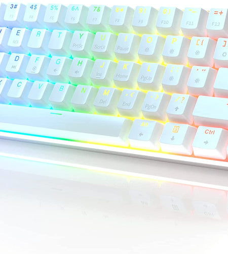 GK61 Mechanical Gaming Keyboard - 61 Keys Multi Color RGB Illuminated LED Backlit Wired Programmable for Pc/Mac Gamer (Gateron Optical Brown, White)