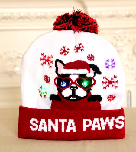 New Style! LED Christmas Hat Beanie Light up Illuminate Warm Hat 48 Patterns New Year Snowman Sweater Hat Christmas Decorations