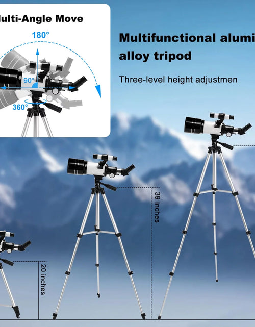 Load image into Gallery viewer, Telescope for Adults Astronomy, 300/70 Portable Refractor Telescope (15X-150X) with a Phone Adapter &amp; Adjustable Tripod for Kids Astronomy Beginners, Xmas Birthday Gifts for Adults Kids
