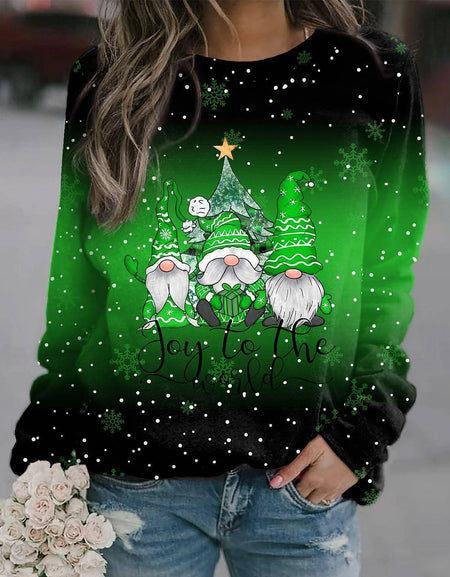 Women's Christmas Theme Printed Loose Sweatshirt