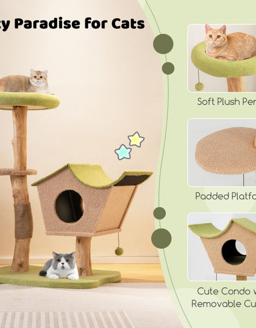 Load image into Gallery viewer, 43 Inch Wooden Cat Tree with Padded Top Perch
