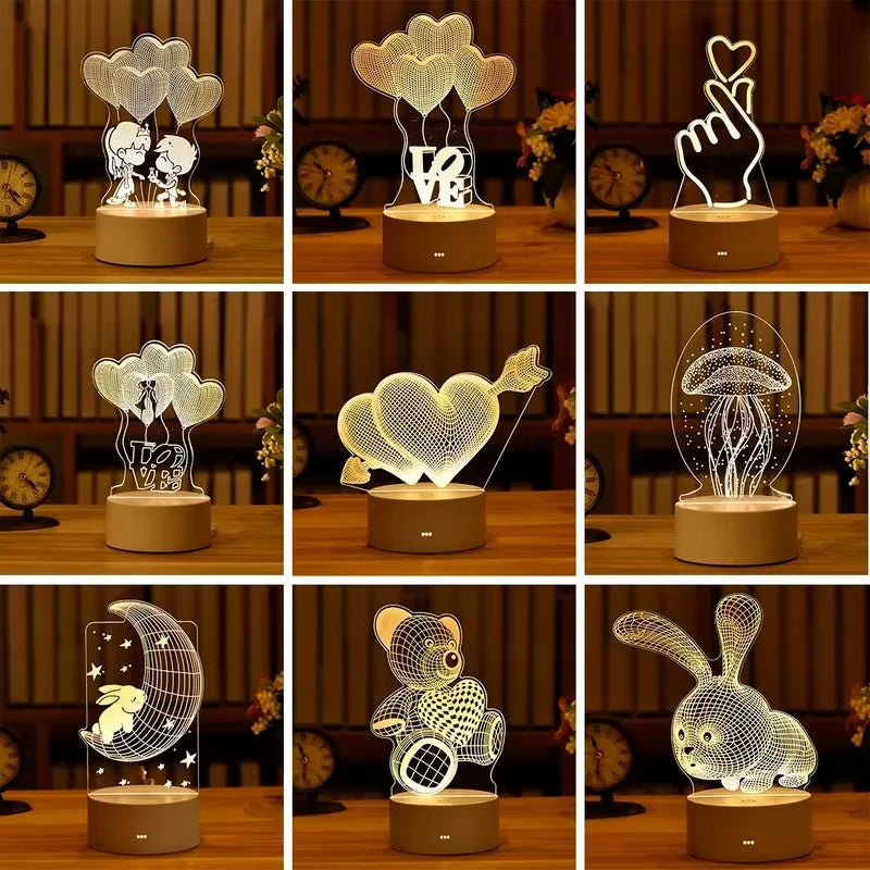 Romantic Love 3D Acrylic Led Lamp for Home Children'S Night Light Table Lamp Birthday Party Decor Valentine'S Day Bedsid