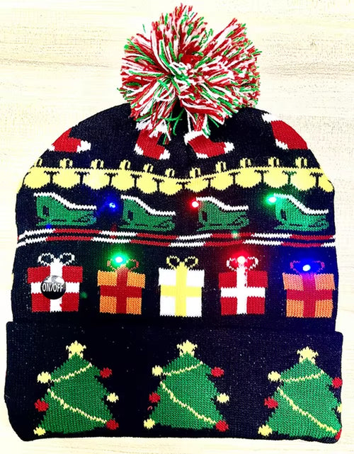 Load image into Gallery viewer, New Style! LED Christmas Hat Beanie Light up Illuminate Warm Hat 48 Patterns New Year Snowman Sweater Hat Christmas Decorations
