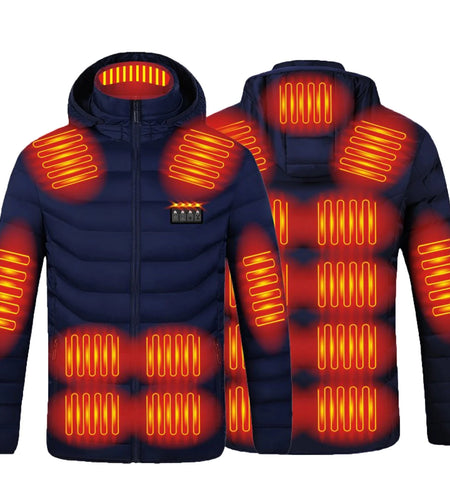Winter Clearance 2024!  Heated Jacket for Men Women, Electric Heating Coat, 19 Heating Zones, Long Sleeve Hooded Zip Winter Heated Vest Windproof Outerwear(Battery Not Included)