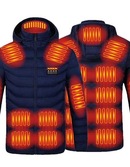 Winter Clearance 2024!  Heated Jacket for Men Women, Electric Heating Coat, 19 Heating Zones, Long Sleeve Hooded Zip Winter Heated Vest Windproof Outerwear(Battery Not Included)
