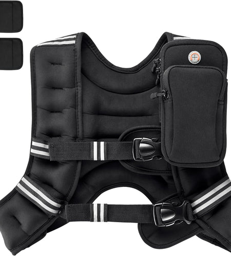 Weighted Vest with Ankle/Wrist Weights 6Lbs-30Lbs Body Weight Vest with Reflective Stripe, Size-Adjustable Workout Equipment for Strength Training, Walking, Jogging, Running for Men Women