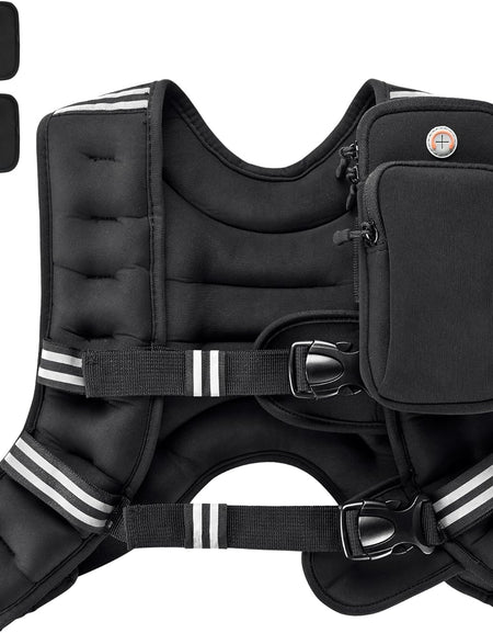Weighted Vest with Ankle/Wrist Weights 6Lbs-30Lbs Body Weight Vest with Reflective Stripe, Size-Adjustable Workout Equipment for Strength Training, Walking, Jogging, Running for Men Women