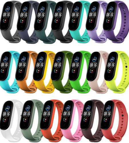 Replacement Bands Compatible with Xiaomi Mi Band 6/Xiaomi Mi Band 5/Amazfit Band 5, Soft Silicone Wristbands, Sport Adjustable Wrist Strap for Women Men